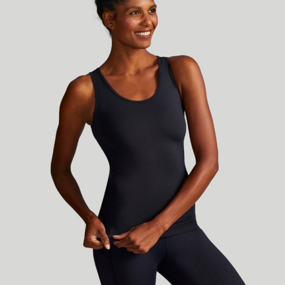TOMMIE COPPER Women's Lower Back Support Compression Tank Top, Black 4X NEW